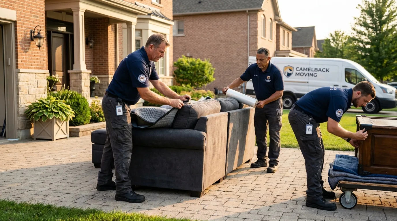 Large estate moving crew wrapping furniture in Spearfish, SD